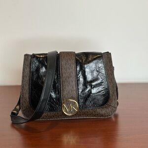 Michael Kors Black and Brown Crossbody Bag